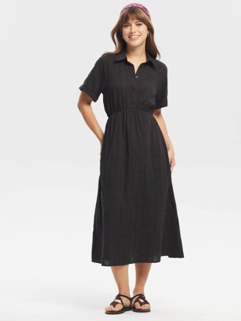 Short Sleeve Button-Front Midi Shirtdress - Universal Thread